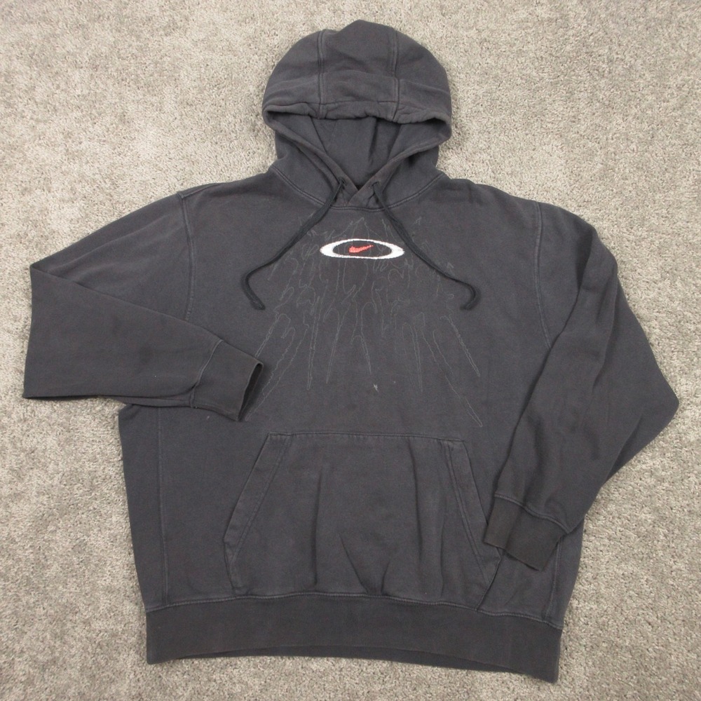 Nike Sweater Mens XL Black Fade Fade Skate Hoodie Sweatshirt Center Swoosh Logo